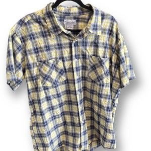 Mens Carhartt Shirt Button up yellow/ blue plaid Size 2xl
